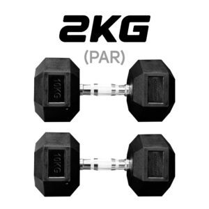 Par de Halteres Sextavado Emborrachado 2KG