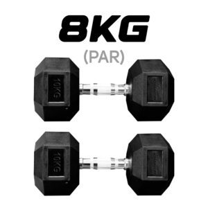 Par de Halteres Sextavado Emborrachado 8KG